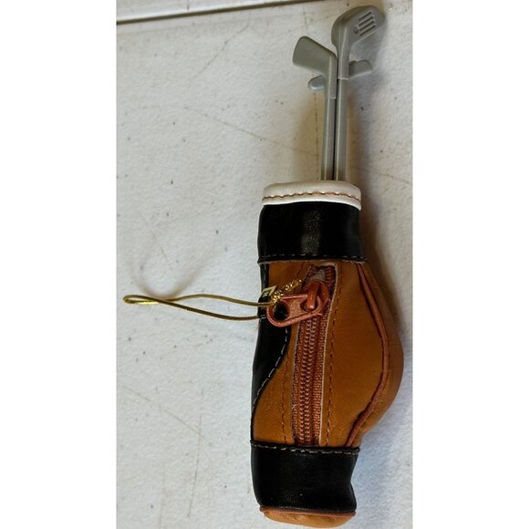 Brown & Black Color Leather/Plastic Golf Club Set Christmas Ornament 6" Tall - Picture 2 of 10